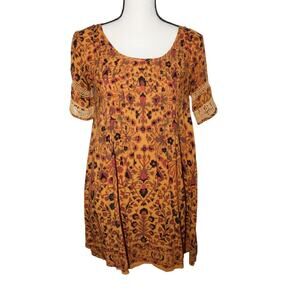 Ecote Tops Women's Small Short Sleeve Floral Loose Fit Multicolor Boho Y2K